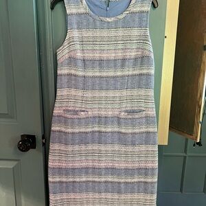 Striped Sleeveless Dress - Blue and Pink